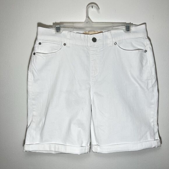 Soft Surroundings‎ Stretch Denim Pull On 8" Inseam Relaxed Shorts Sz M White - Picture 1 of 4